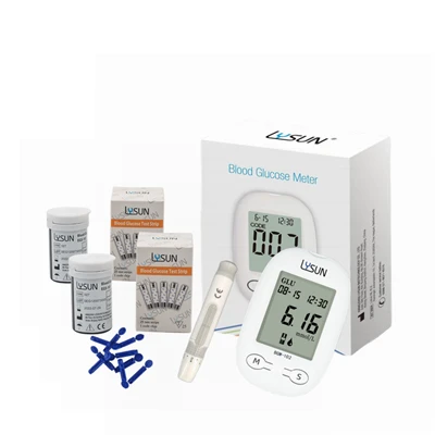 Monatóireacht a dhéanamh ar Ghlúcometer Leighis Lysun Méadar Glúcóis Fola Digiteach Tástáil Ghlúcóis Diaibéiteas (CE, Faomhadh ISO) Le haghaidh Othair Diaibéiteas
